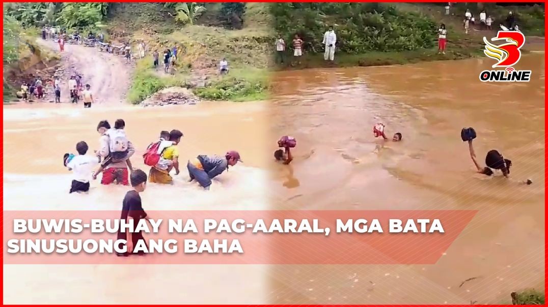 ⁣Buwis-buhay na pag-aaral, mga bata sinusuong ang baha