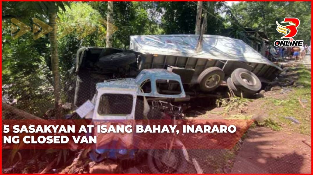 ⁣5 sasakyan at isang bahay, inararo ng closed van