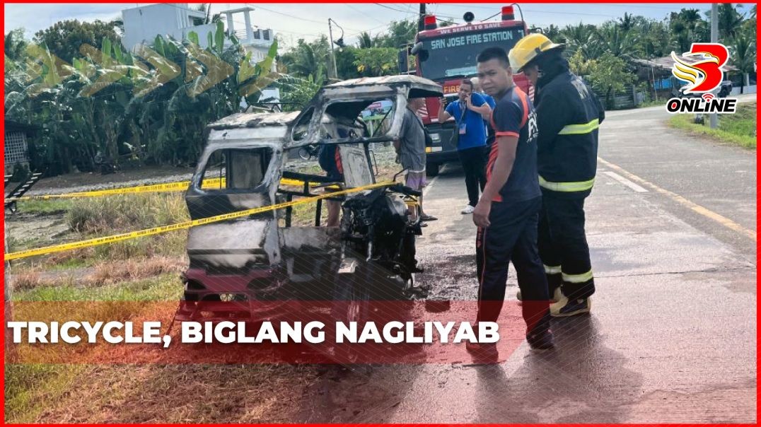⁣Tricycle, biglang nagliyab