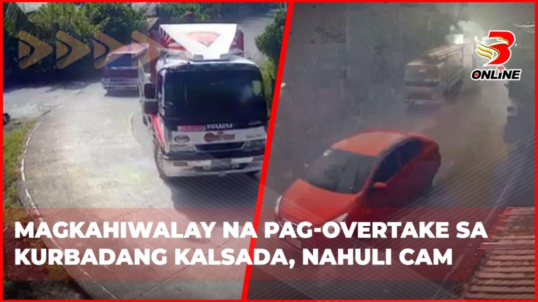 ⁣Magkahiwalay na pag-overtake sa kurbadang kalsada, nahuli cam
