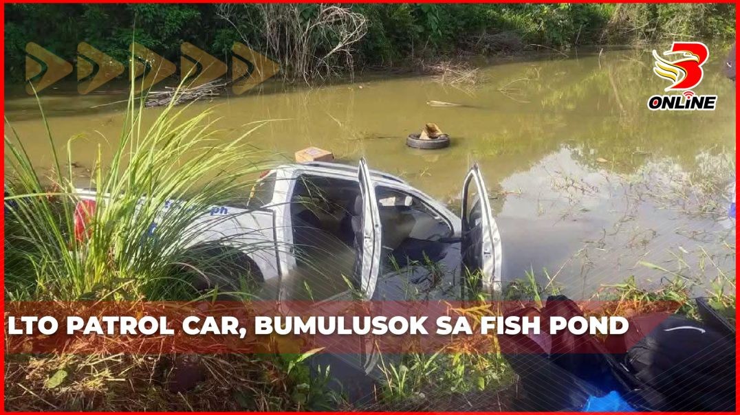 ⁣LTO patrol car, bumulusok sa fish pond