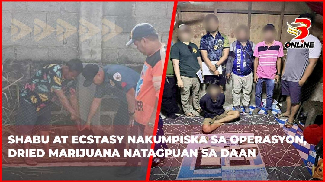 ⁣Shabu at ecstasy nakumpiska sa operasyon, dried marijuana natagpuan sa daan