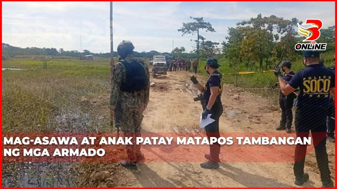 ⁣Mag-asawa at anak, patay matapos tambangan ng mga armado