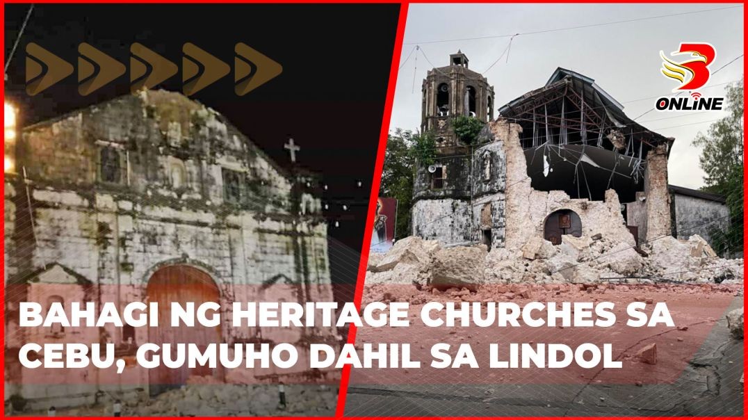 ⁣Bahagi ng heritage churches sa Cebu, gumuho dahil sa lindol