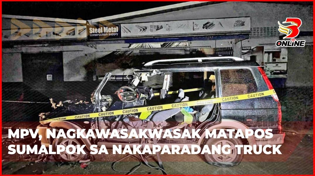 MPV, nagkawasakwasak matapos sumalpok sa nakaparadang truck