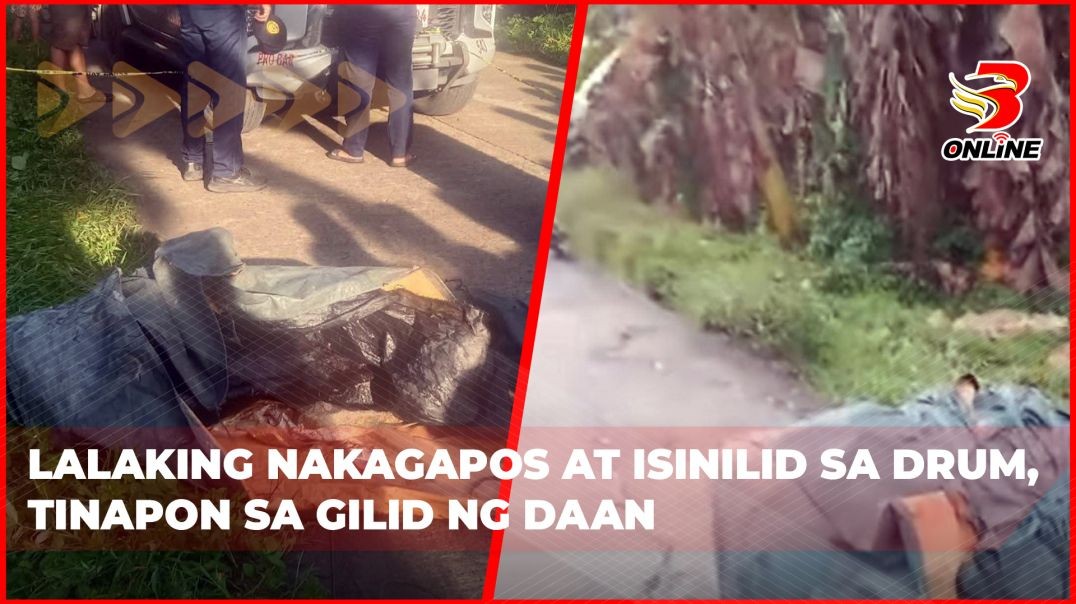 ⁣Lalaking nakagapos at isinilid sa drum, tinapon sa gilid ng daan