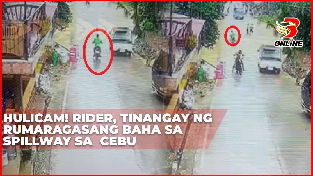 ⁣Hulicam! Rider, tinangay ng rumaragasang baha sa spillway sa  Cebu