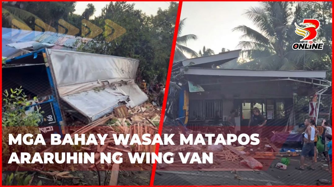 ⁣Mga bahay wasak matapos araruhin ng wing van