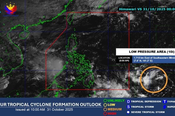 Binabantayang LPA, maaaring maging bagyong Tino at pumasok sa PAR sa Nov. 2