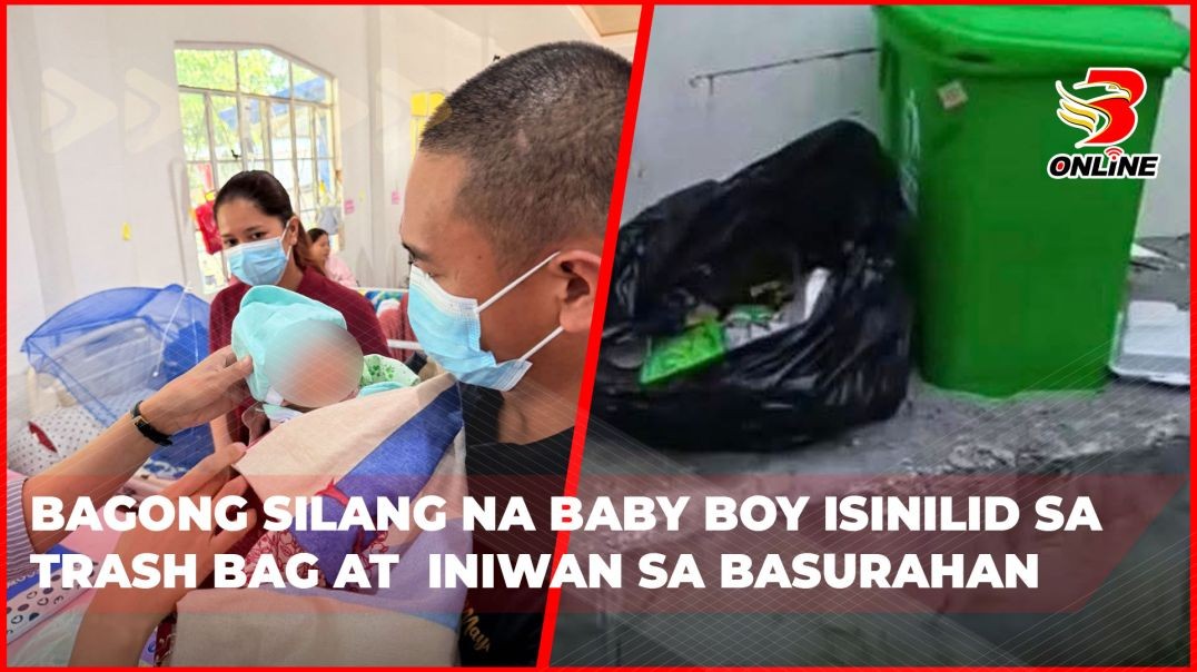 ⁣Bagong silang na baby boy isinilid sa trash bag at  iniwan sa basurahan