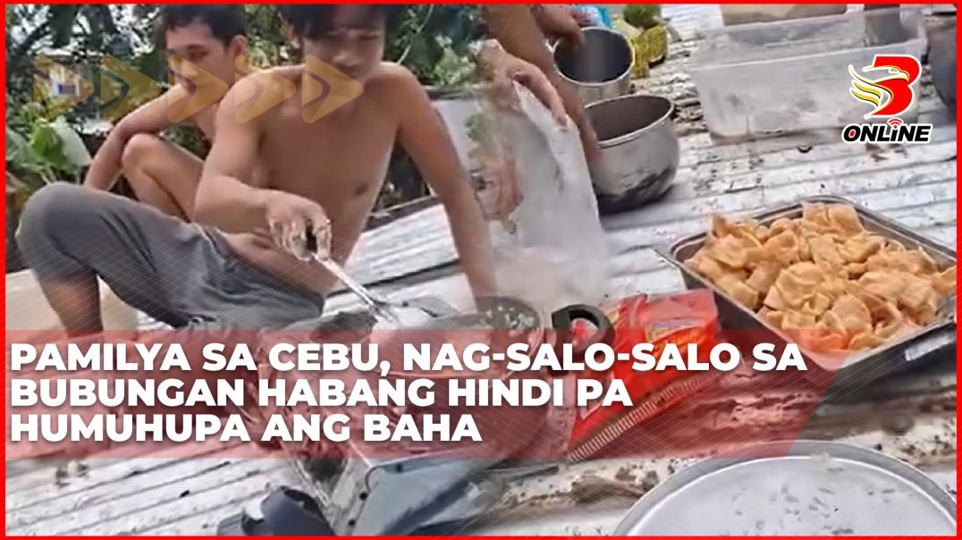 ⁣Pamilya sa Cebu, nag-salo-salo sa bubungan habang hindi pa humuhupa ang baha