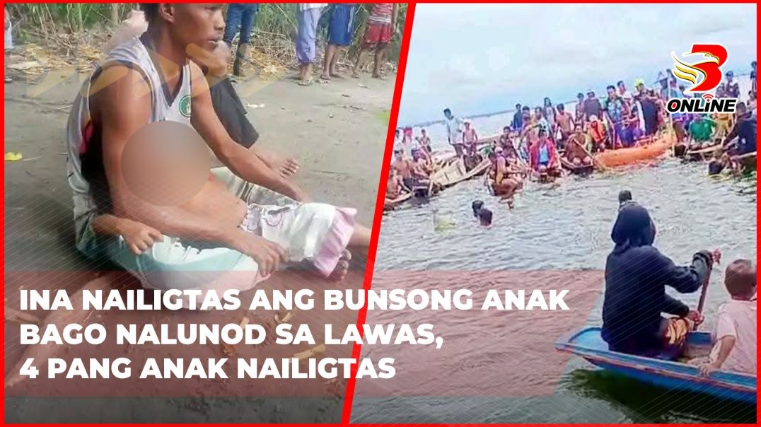 ⁣Ina nailigtas ang bunsong anak bago nalunod sa lawas, 4 pang anak nailigtas
