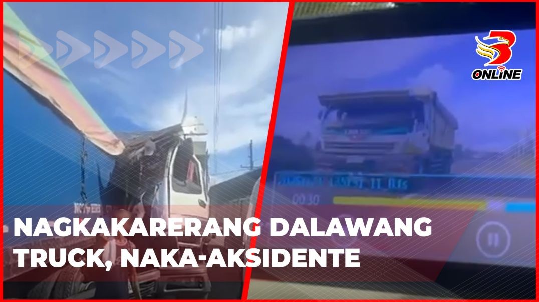 ⁣Nagkakarerang dalawang truck, naka-aksidente
