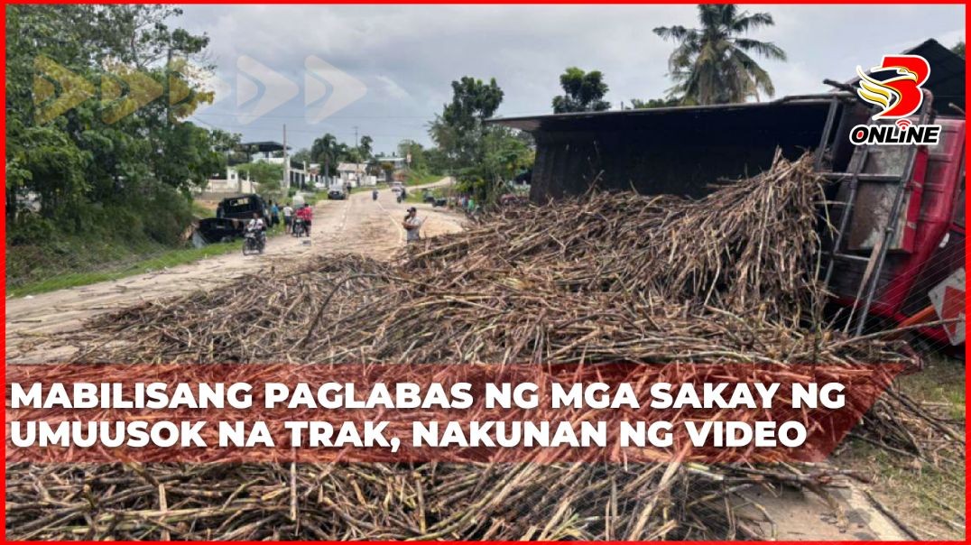 ⁣Mabilisang paglabas ng mga sakay ng umuusok na trak, nakunan ng video