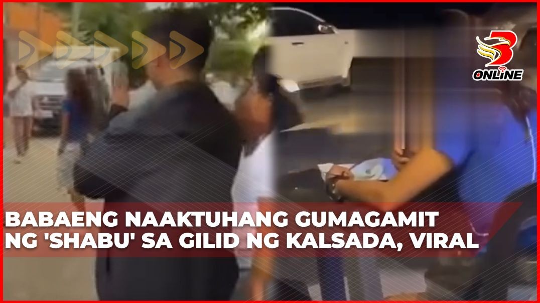 ⁣Babaeng naaktuhang gumagamit ng 'shabu' sa gilid ng kalsada, viral