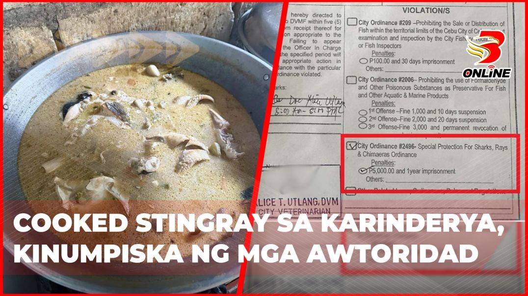 ⁣Cooked stingray sa karinderya, kinumpiska ng mga awtoridad