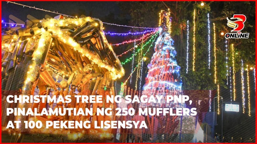⁣Christmas Tree ng Sagay PNP, pinalamutian ng 250 mufflers at 100 pekeng lisensya