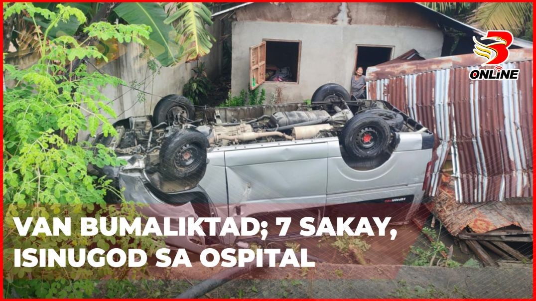 ⁣Van bumaliktad; 7 sakay, isinugod sa ospital