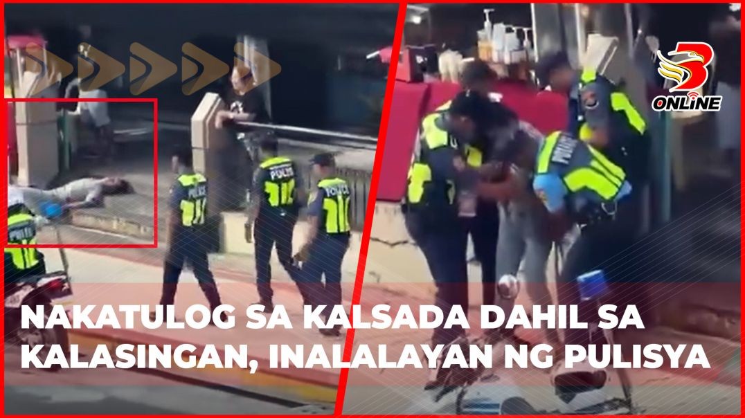 ⁣Nakatulog sa kalsada dahil sa kalasingan, inalalayan ng pulisya