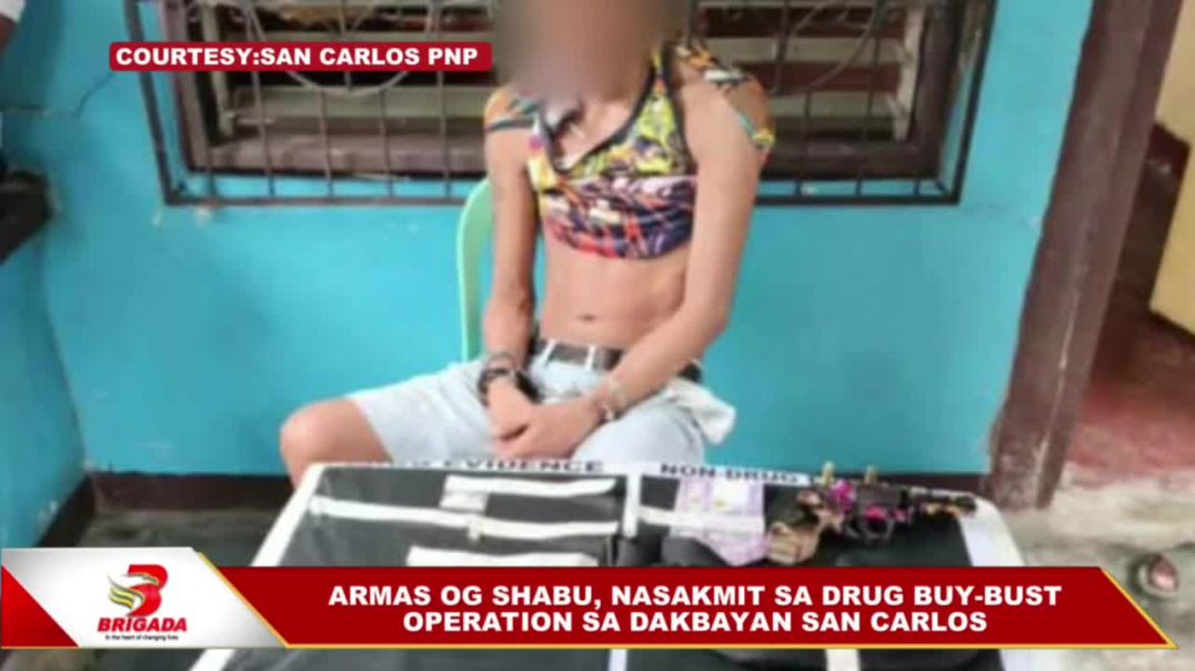 ⁣Armas og shabu, nasakmit sa drug buy-bust operation sa dakbayan San Carlos