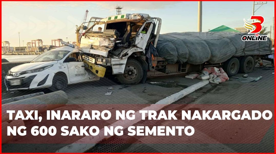⁣Taxi, inararo ng trak na kargado ng 600 sako ng semento