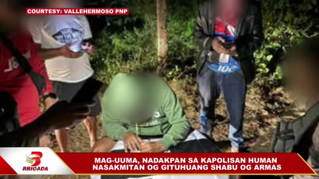 ⁣Mag-uuma, nadakpan sa kapolisan human nasakmitan og gituhuang shabu og armas