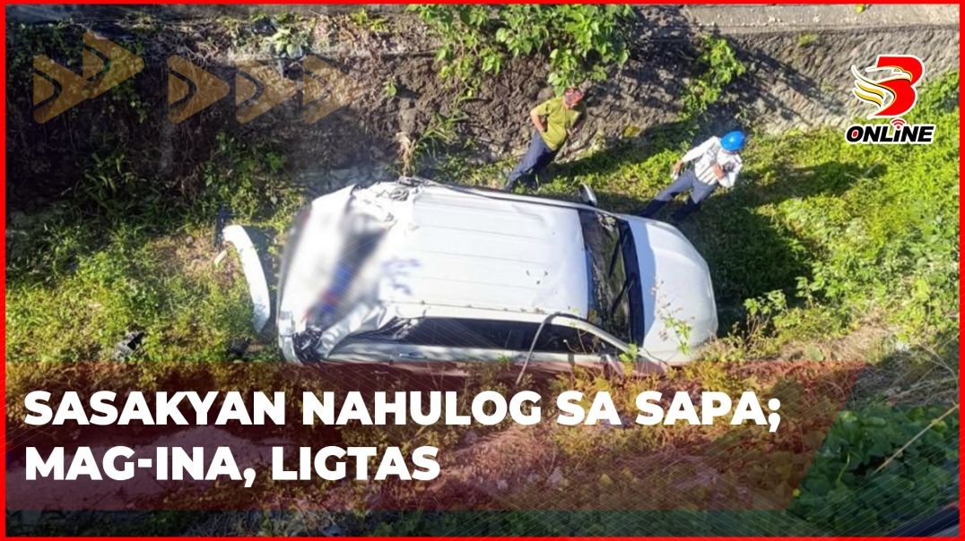 ⁣Sasakyan nahulog sa sapa; mag-ina, ligtas