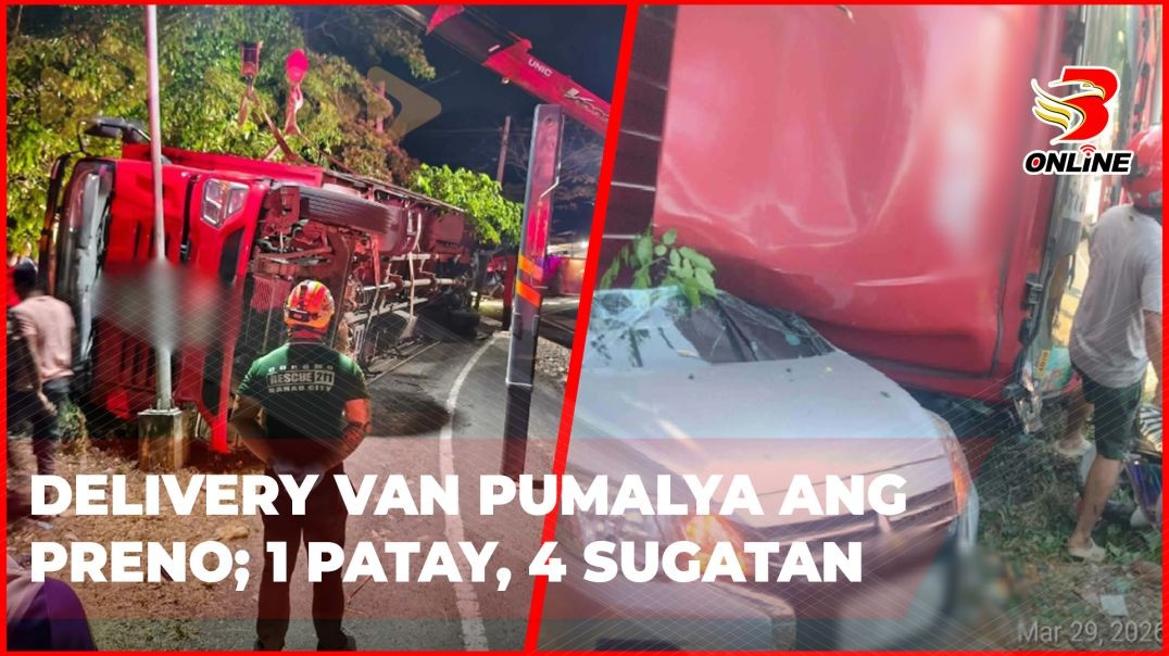 ⁣Delivery van pumalya ang preno; 1 patay, 4 sugatan