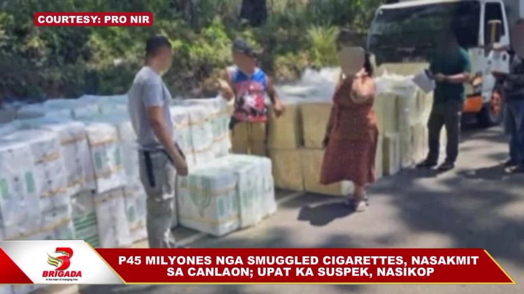 ⁣₱45 milyones nga smuggled cigarettes, nasakmit sa Canlaon; upat ka suspek, nasikop