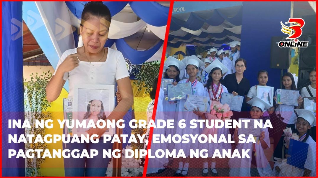 ⁣Ina ng yumaong Grade 6 student na natagpuang patay, emosyonal sa pagtanggap ng diploma ng anak