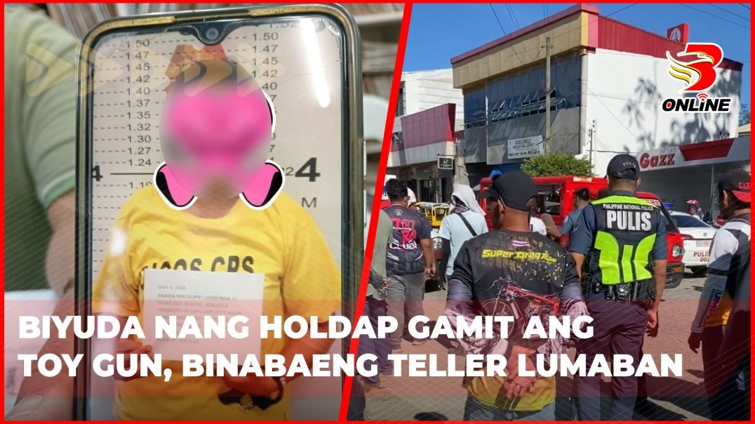 ⁣Biyuda nang holdap gamit ang toy gun, binabaeng teller lumaban