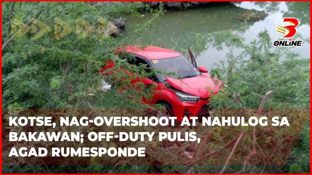 ⁣Kotse, nag-overshoot at nahulog sa bakawan; off-duty pulis, agad rumesponde