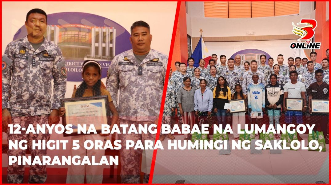 ⁣12-anyos na batang babae na lumangoy ng higit 5 oras para humingi ng saklolo, pinarangalan