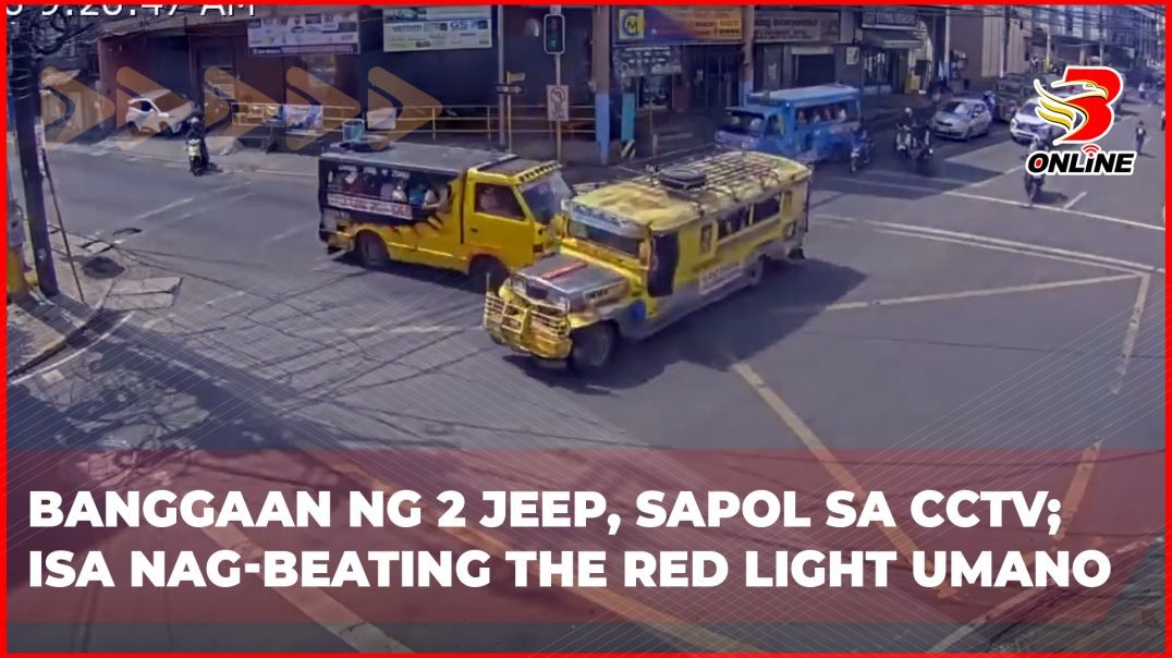 ⁣Banggaan ng 2 jeep, sapol sa CCTV; isa nag-beating the red light umano