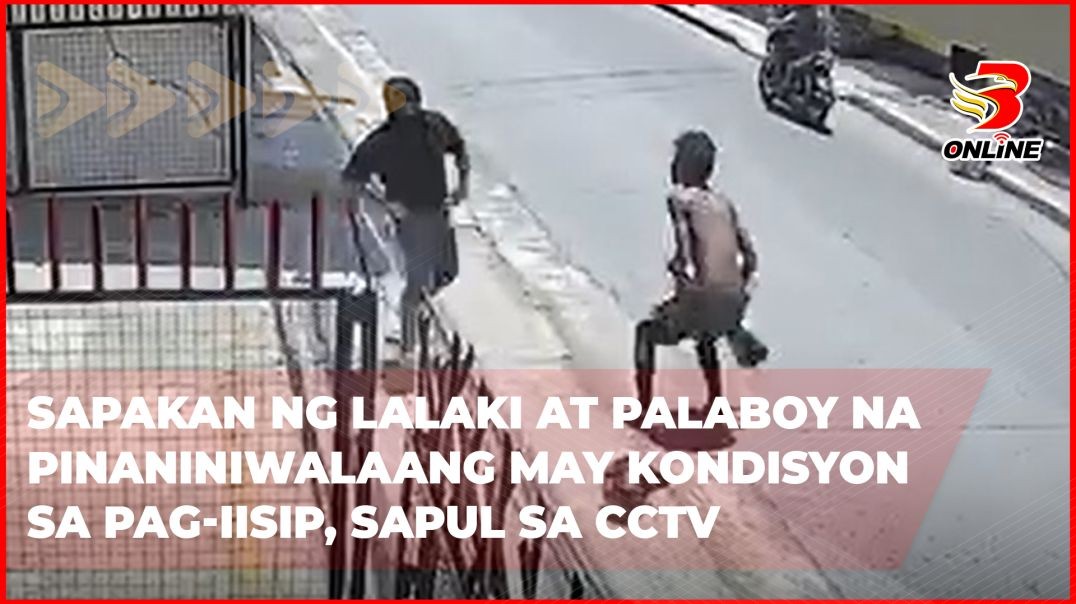 ⁣Sapakan ng lalaki at palaboy na pinaniniwalaang may kondisyon sa pag-iisip, sapul sa CCTV
