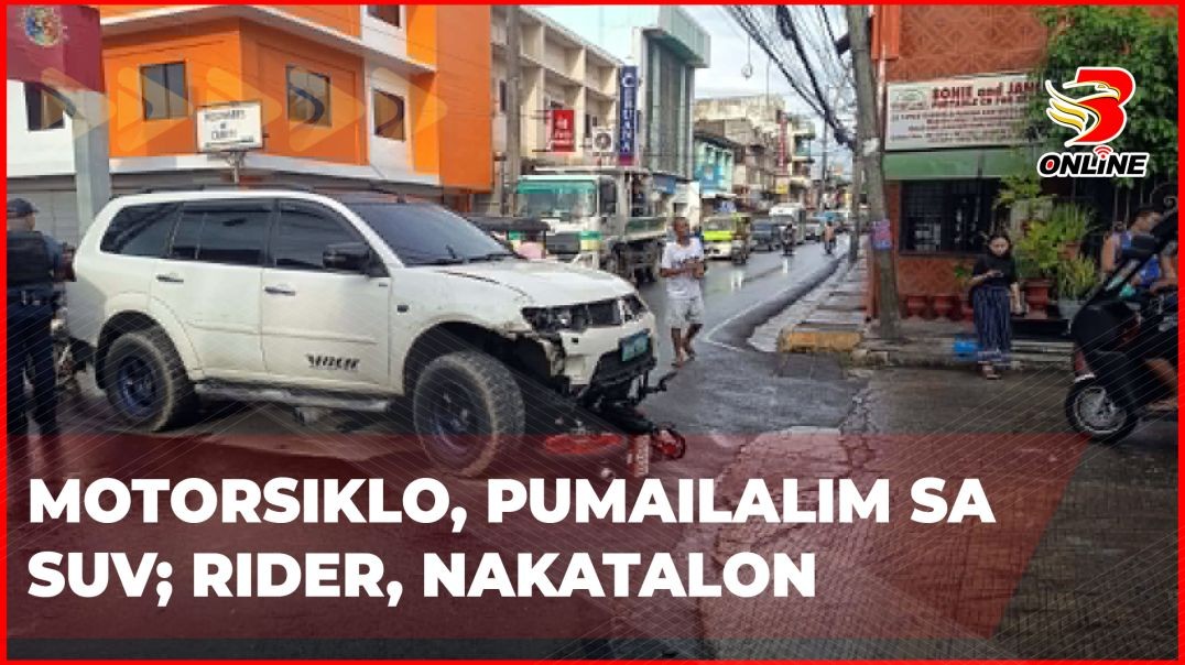 Motorsiklo, pumailalim sa SUV; rider, nakatalon