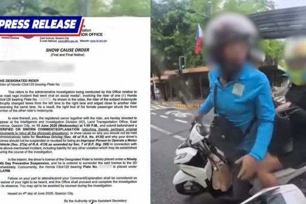 LTO, sinuspinde ang lisensya ng rider na sangkot sa viral road rage