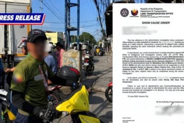 Lisensya ng traffic enforcer na nahuling walang helmet habang minamaneho ang impounded na motorsiklo, sinuspinde ng LTO