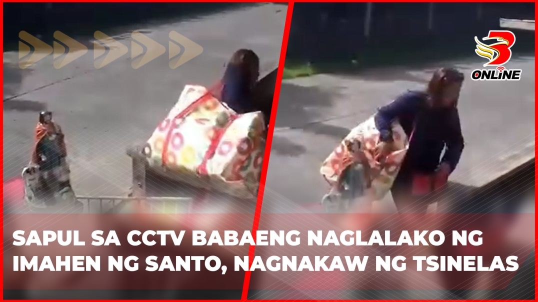 ⁣SAPUL sa CCTV Babaeng naglalako ng imahen ng santo, nagnakaw ng tsinelas