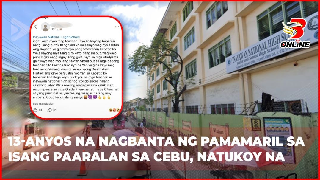 13-anyos na nagbanta ng pamamaril sa isang paaralan sa Cebu, natukoy na