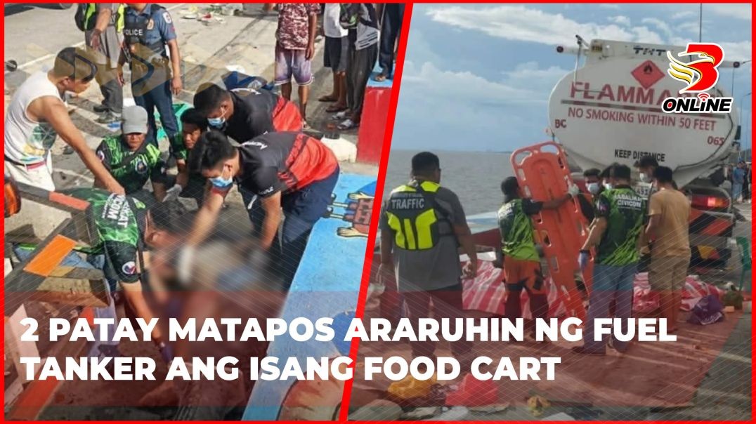 2 patay matapos araruhin ng fuel tanker ang isang food cart