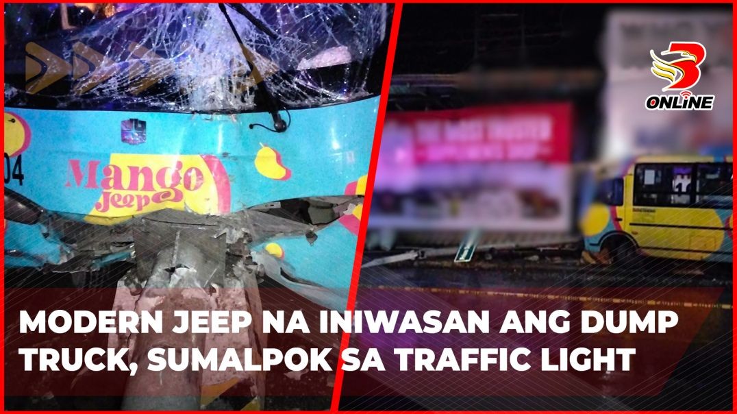 Modern jeep na iniwasan ang dump truck, sumalpok sa traffic light