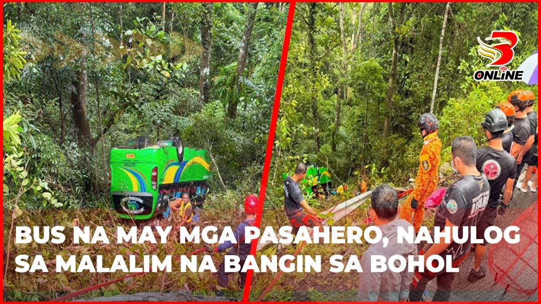 Bus na may mga pasahero, nahulog sa malalim na bangin sa Bohol
